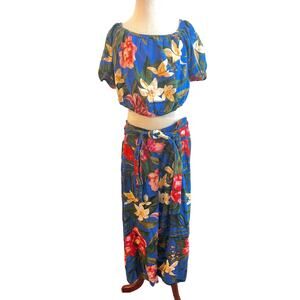 cupcakes & cashmere Floral Blue Jumpsuit